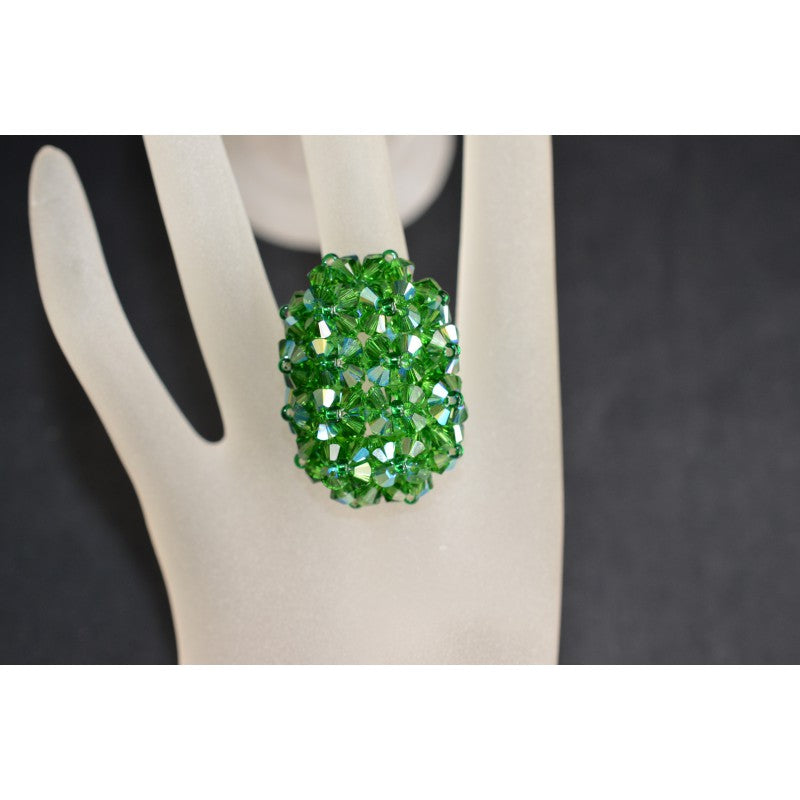 Crystal ring, elongated, fern green