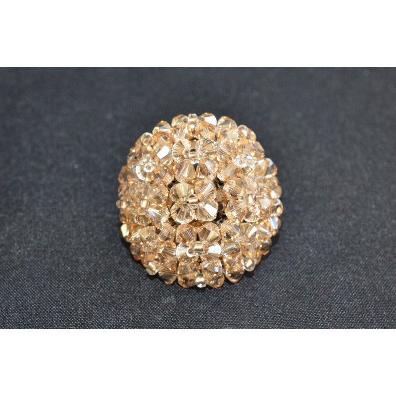 Crystal ring, ball, crystal golden shadown, gold