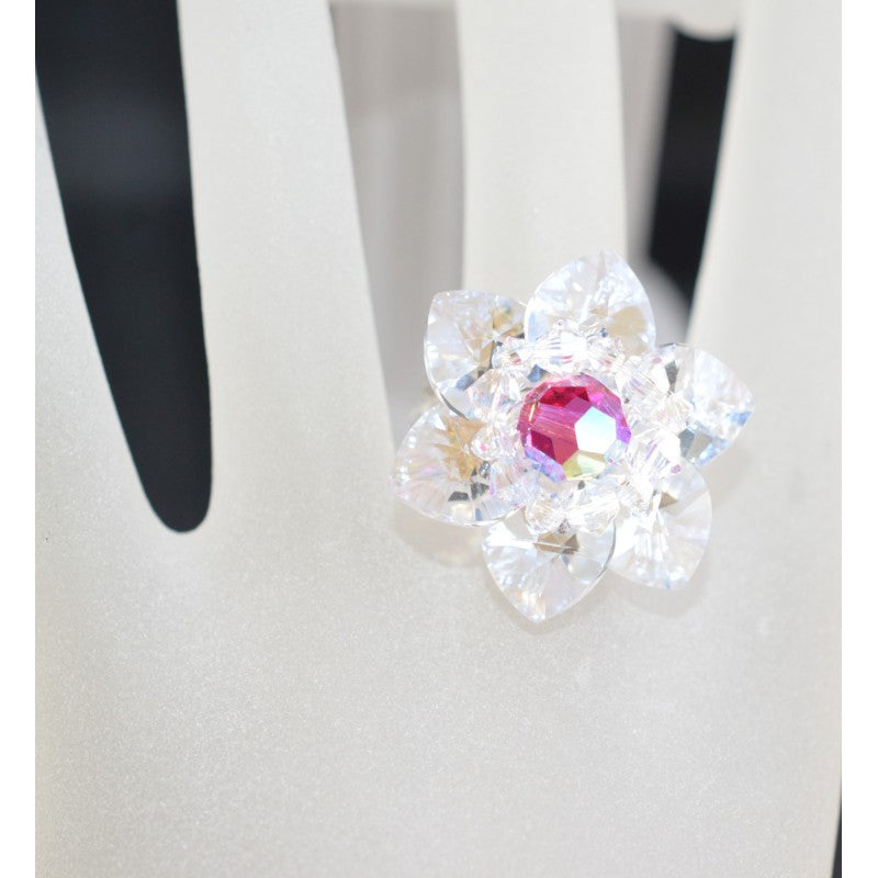 Crystal ring, crystal moonlight, fuschia ab