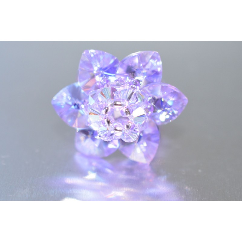 Bague en cristal, fleur violet ab