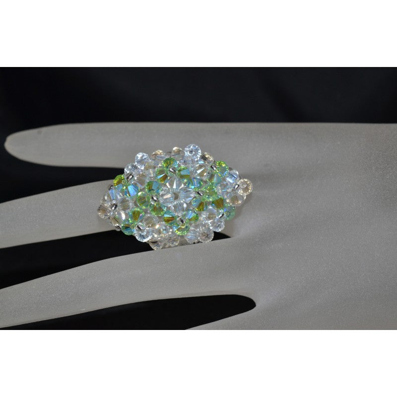 Bague en cristal, marquise, crystal moonlight, péridot ab2x