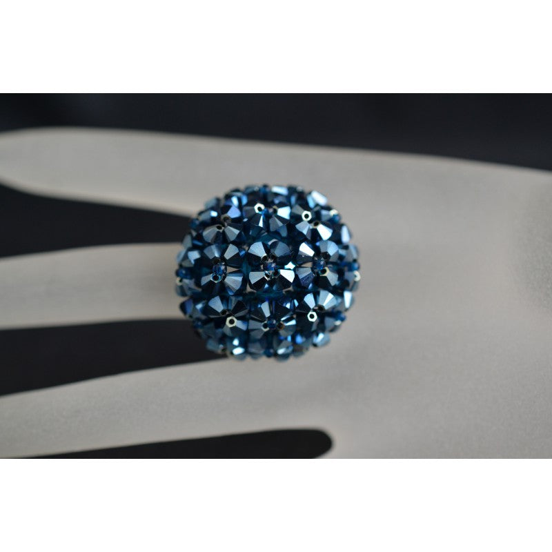 Crystal ring, metallic blue 2x