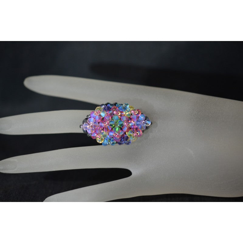 Crystal ring, fashion, multicolor, marquise ring, women's jewelry, rainbow