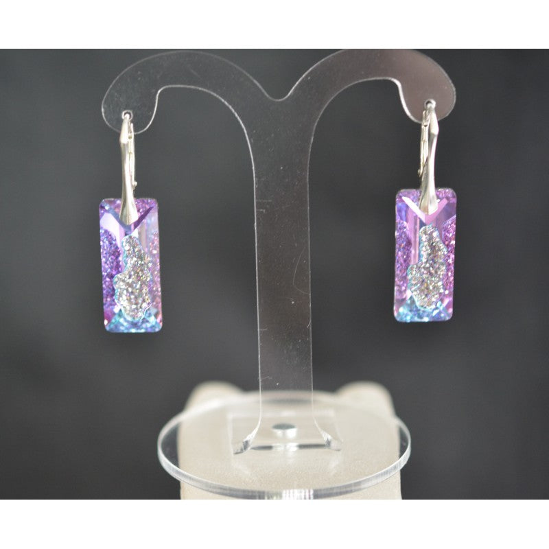 Crystal earrings, Growing pendant, Vitrail Light crystal