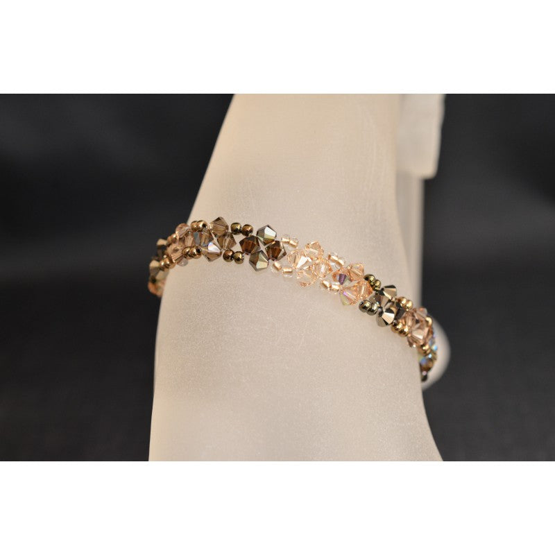 Bracelet cristal, brun, marron, beige