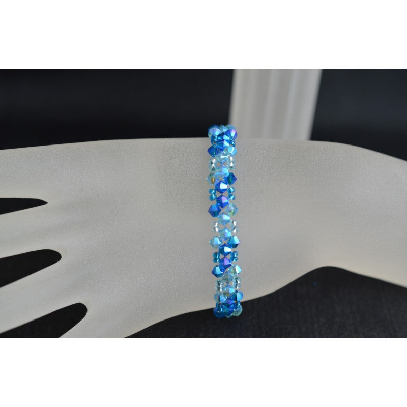 Crystal bracelet, capri blue ab2x, aquamarine ab2x