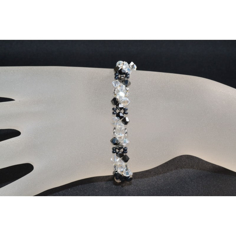 Crystal bracelet, moonlight crystal, hematite 2x