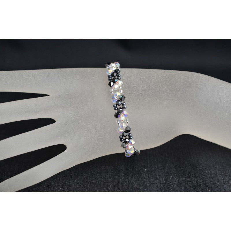 Crystal bracelet, 2x hematite, ab2x crystal
