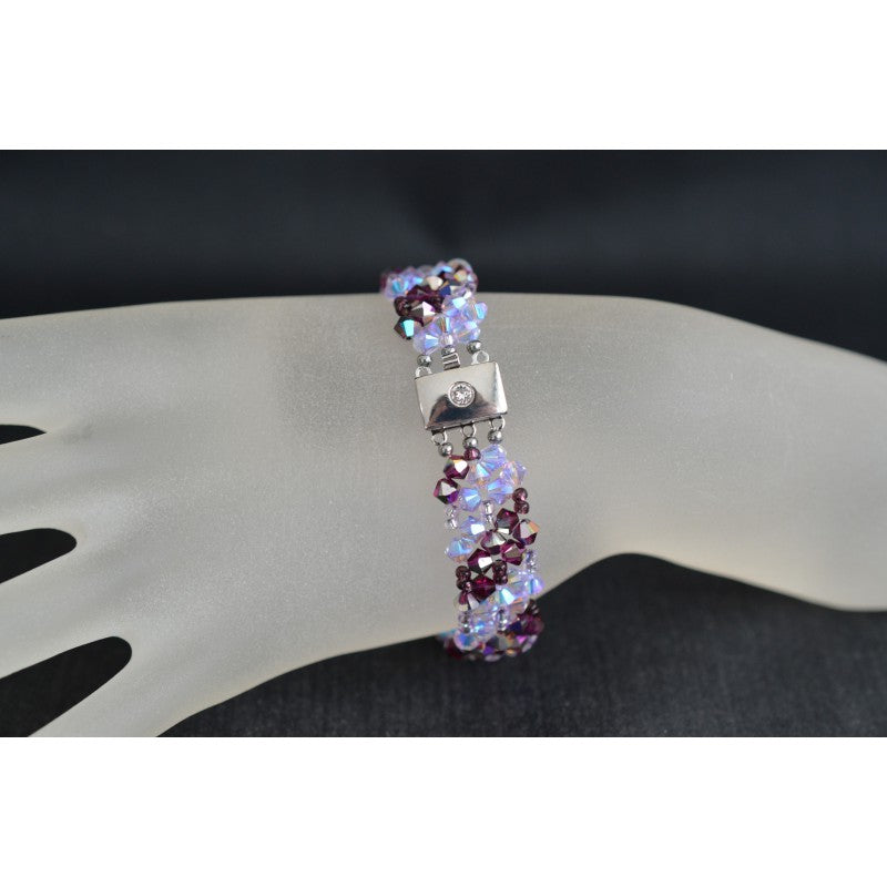 Crystal bracelet, cuff, electra fuchsia, purple ab2x