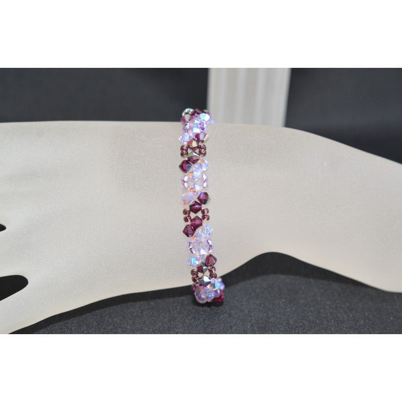 Crystal bracelet, purple ab2x, fuschia electra