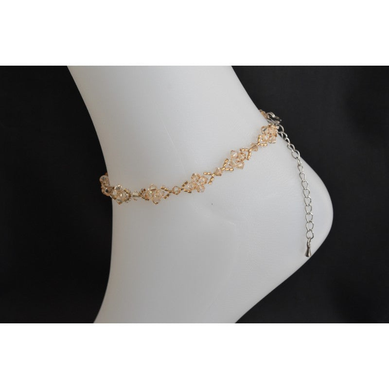 Crystal anklet, golden shadow crystal, sparkly