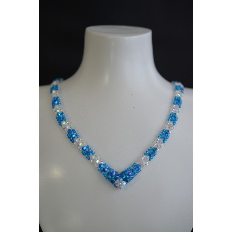 Crystal necklace, crystal ab2x, capri blue ab2x