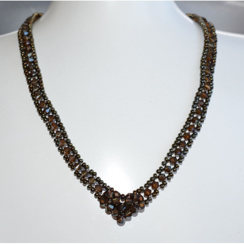 Crystal necklace, crystal bronze shade 2x