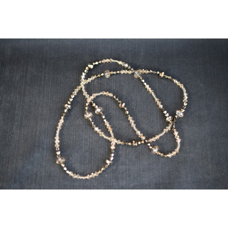 Crystal necklace, crystal golden shadow, metallic gold 2x