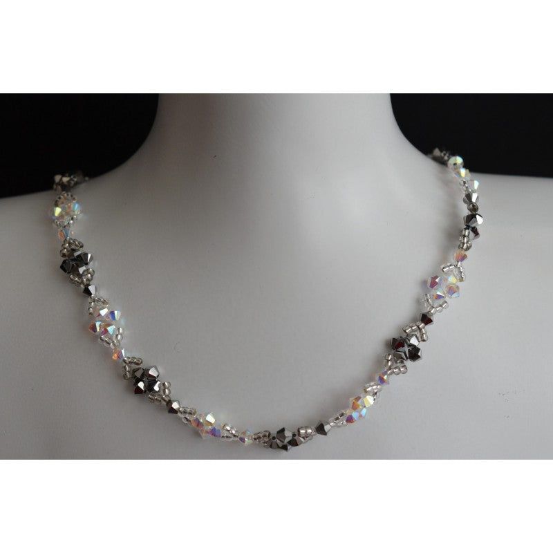 Crystal necklace, crystal light chrome 2x, crystal ab2x, "Chrome"