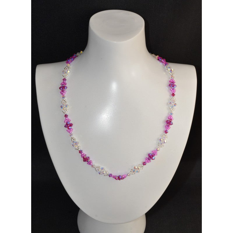 Collier en cristal, fuschia ab2x, rose, violet, crystal ab2x, blanc irisé