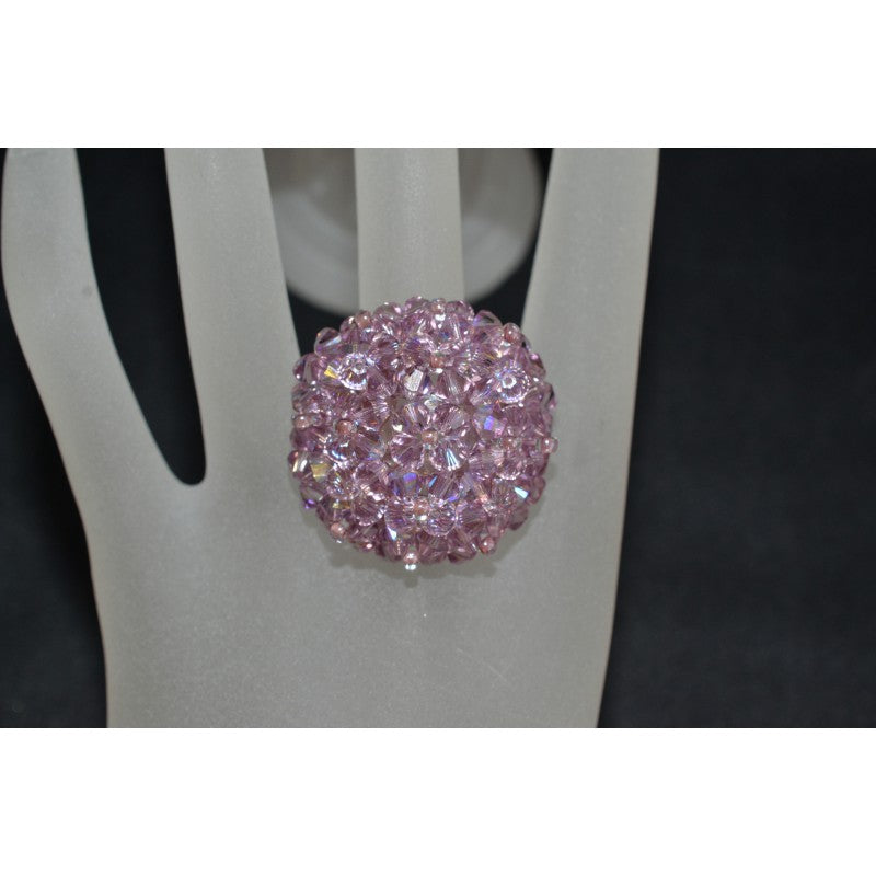 Crystal ring, ball, light amethyst ab