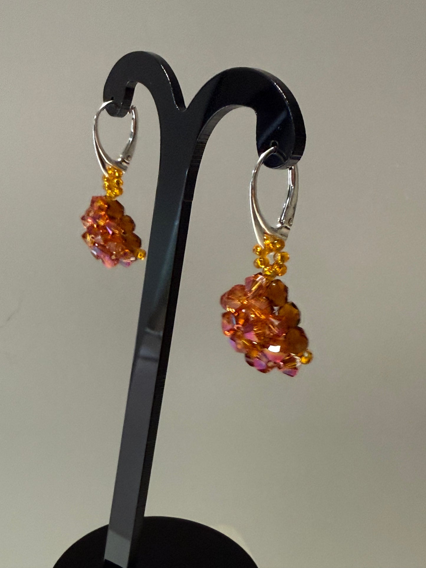 Boucles d'oreilles cristal, chic, bijou luxe, argent 925, cristal astral pink