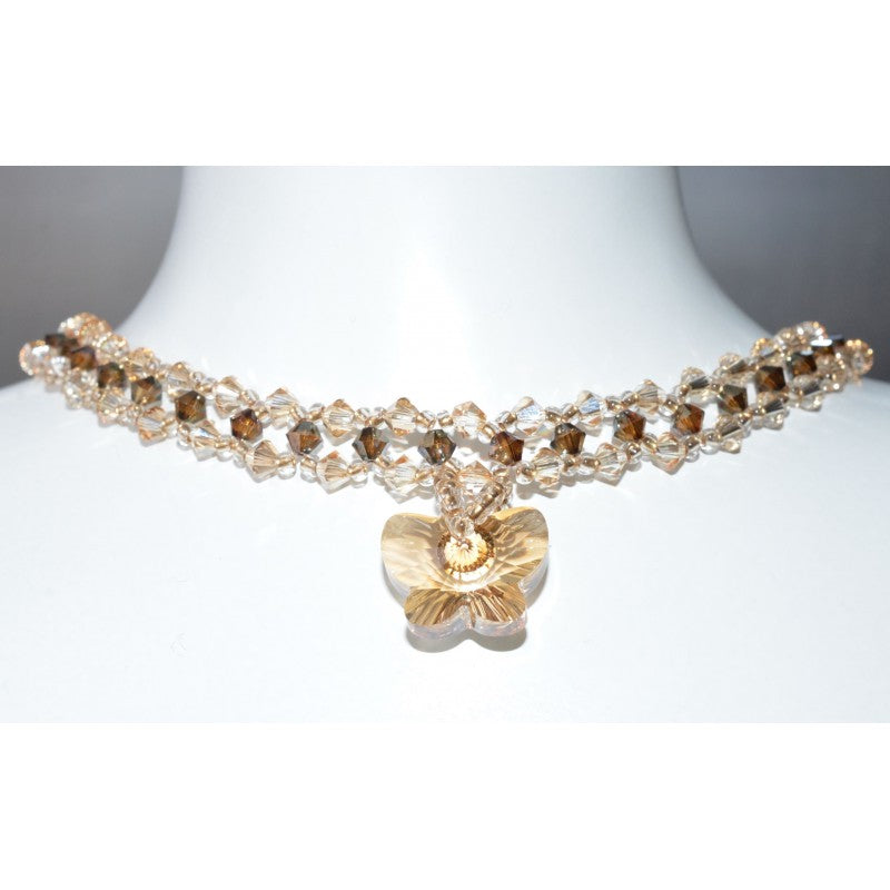 Crystal choker, butterfly, crystal golden shadow, bronze shade 2x