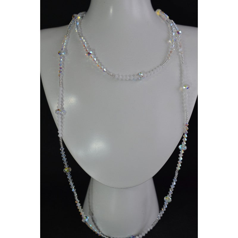 Sautoir en cristal, cristal ab2x, crystal moonlight, crystal white alabaster