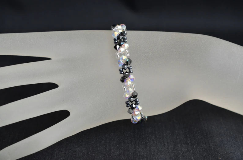 Crystal bracelet, 2x hematite, ab2x crystal