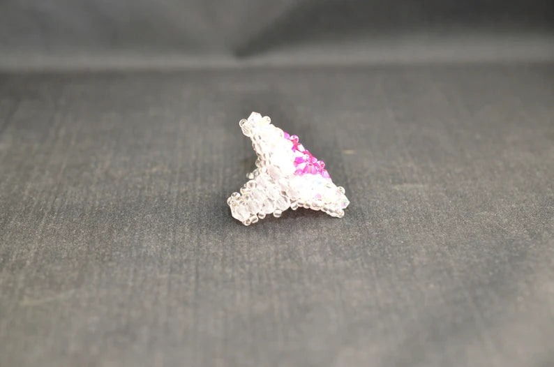 Crystal ring, fuchsia ab2x, crystal ab2x, marquise style