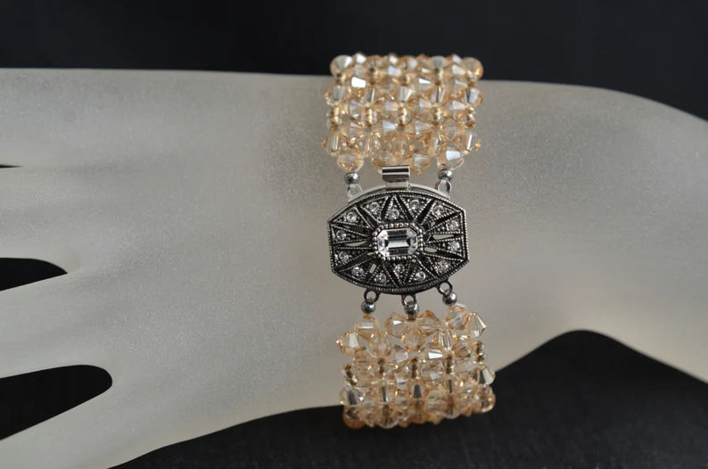 Crystal bracelet, extra large, golden shadow crystal