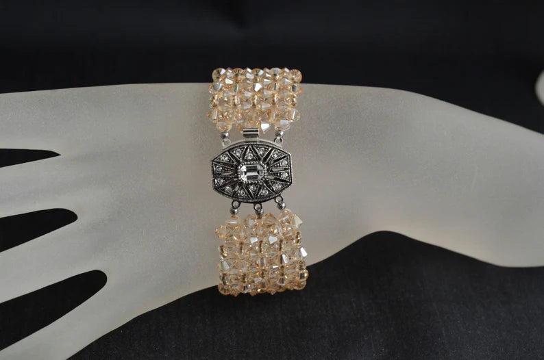 Crystal bracelet, extra large, golden shadow crystal
