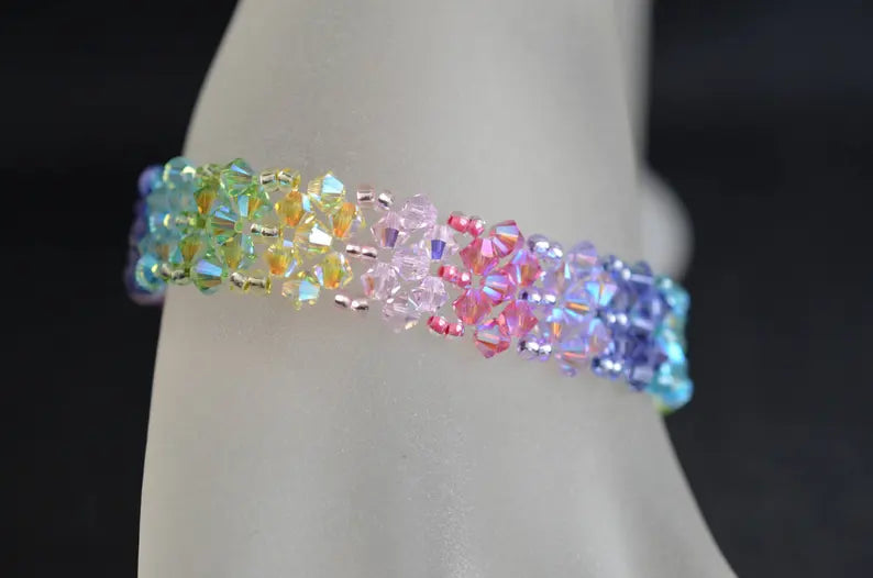 Crystal bracelet, rainbow