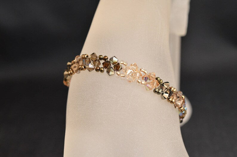 Bracelet cristal, brun, marron, beige