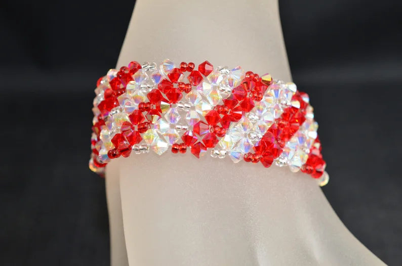 Crystal bracelet, extra large, crystal ab2x, light siam ab