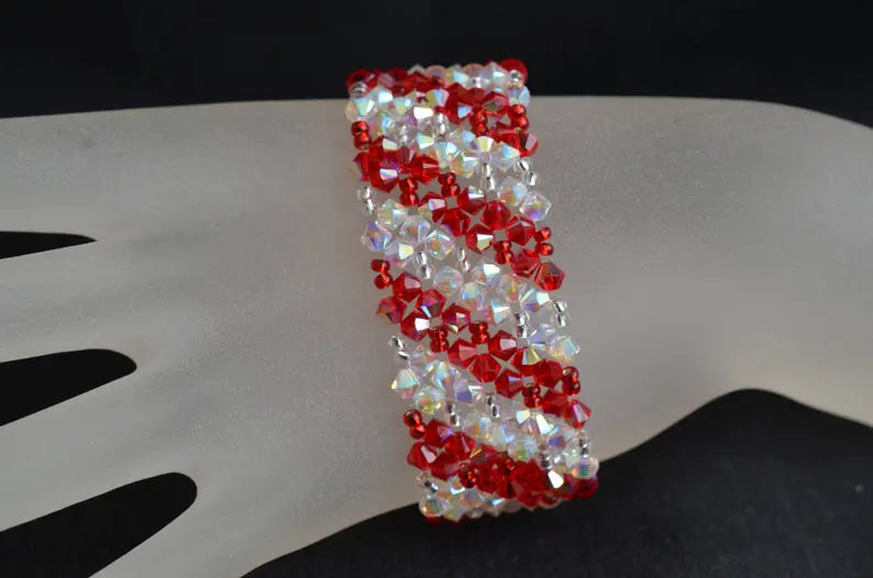 Crystal bracelet, extra large, crystal ab2x, light siam ab