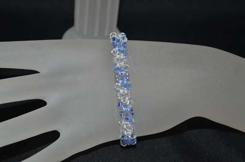 Crystal bracelet, moonlight, light sapphire ab