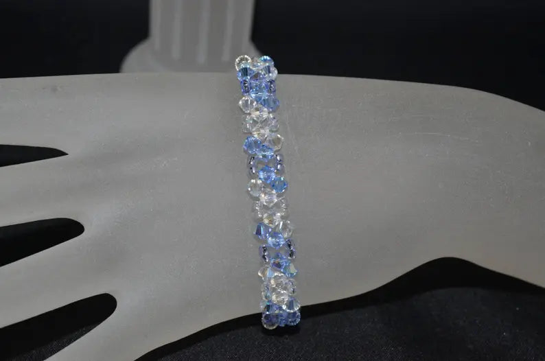 Crystal bracelet, moonlight, light sapphire ab