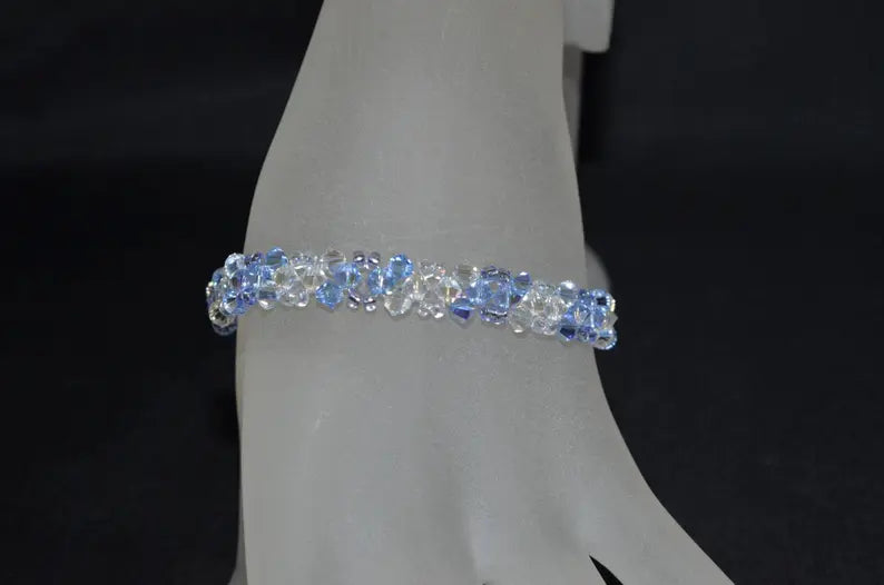 Crystal bracelet, moonlight, light sapphire ab