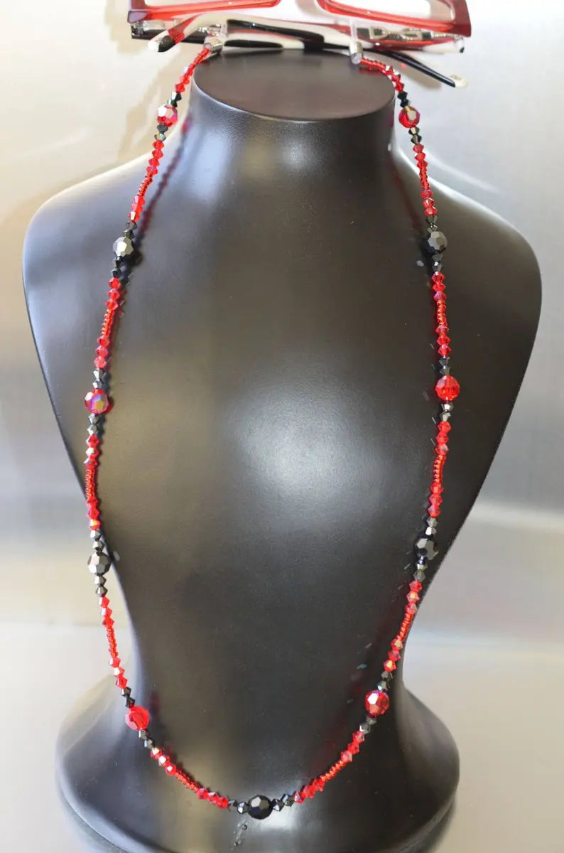 Crystal bezel cord, red and black