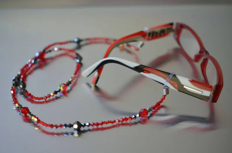 Crystal bezel cord, red and black
