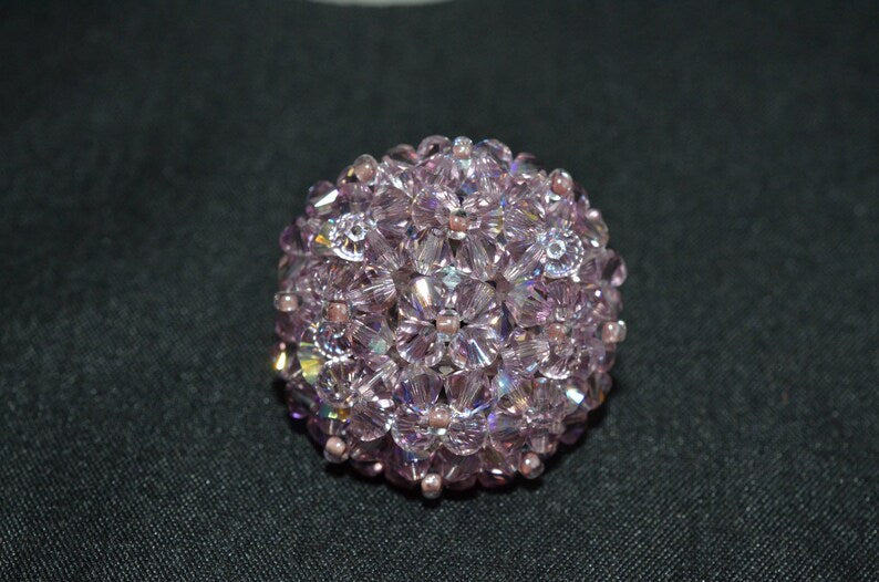 Crystal ring, ball, light amethyst ab