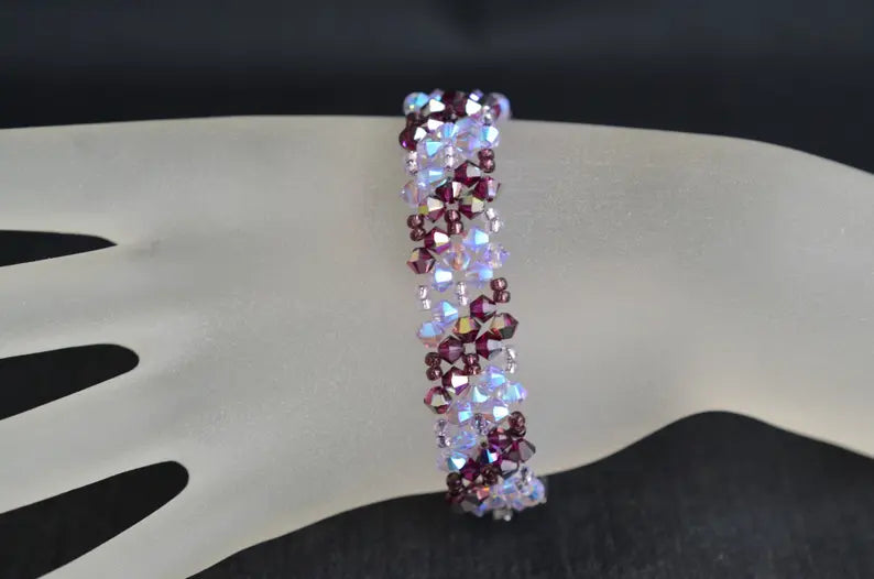 Crystal bracelet, fuschia electra, purple ab2x