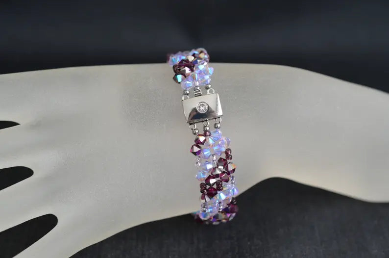 Crystal bracelet, fuschia electra, purple ab2x