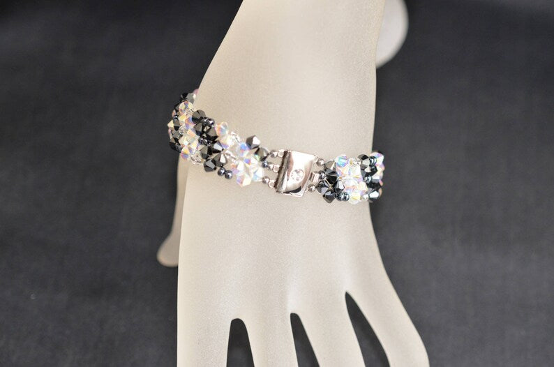 Crystal bracelet, ab2x crystal, light chrome 2x