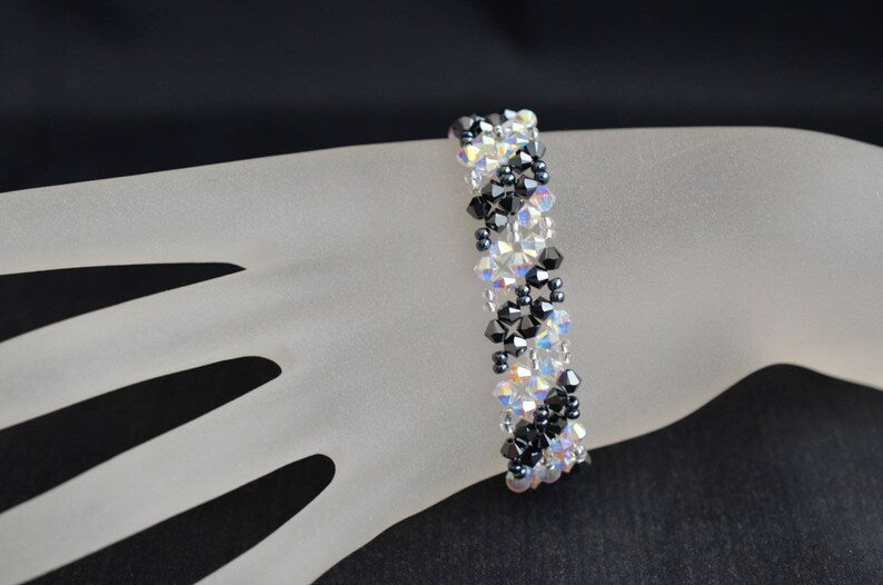 Crystal bracelet, ab2x crystal, light chrome 2x