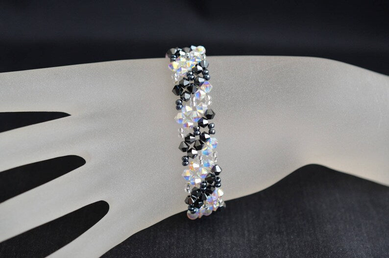 Crystal bracelet, ab2x crystal, light chrome 2x