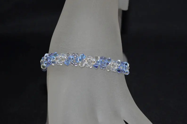 Crystal bracelet, moonlight, light sapphire ab