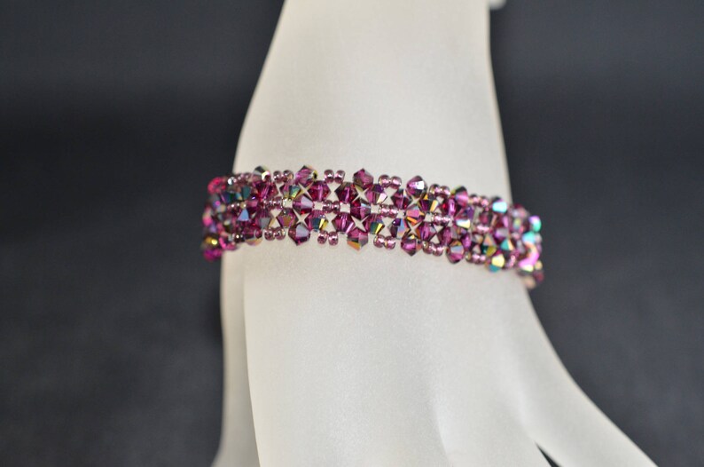 Crystal bracelet, cuff, fuschia electra