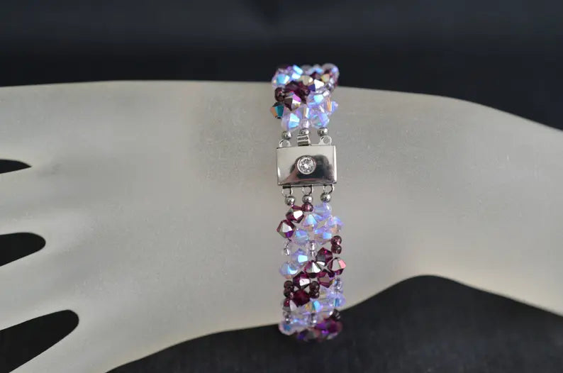 Crystal bracelet, fuschia electra, purple ab2x
