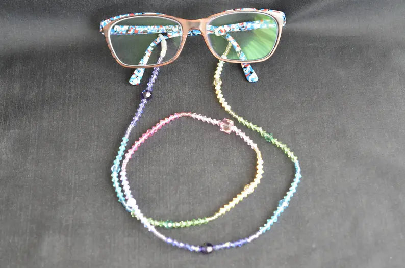 Cordon à lunette en cristal, arc-en-ciel
