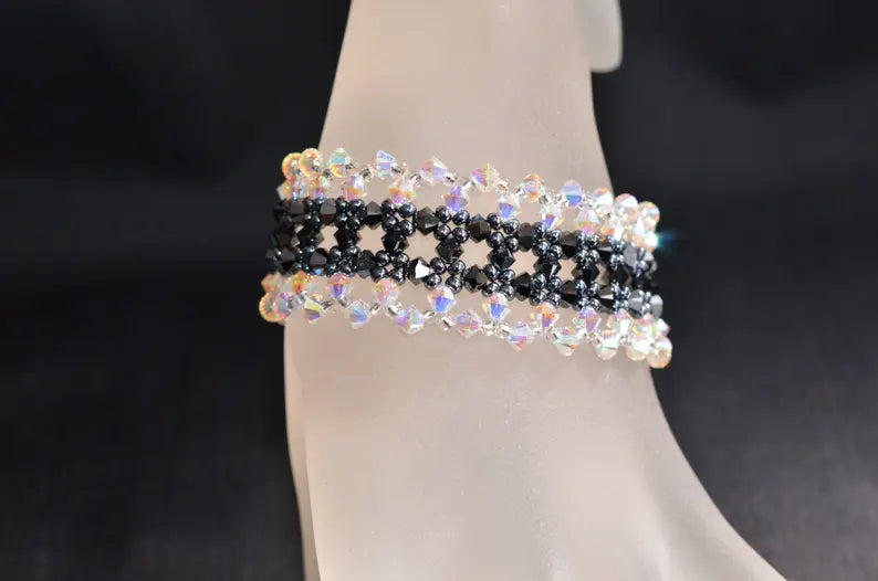 Bracelet cristal, hématite 2x, cristal ab2x