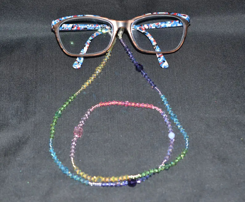 Cordon à lunette en cristal, arc-en-ciel