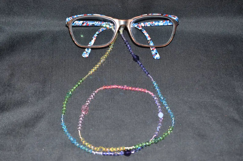 Cordon à lunette en cristal, arc-en-ciel